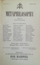 Metaphilosophy vol. 6, no. 1