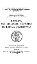 L'origine des dialectes néo-grecs de l'Italie méridionale